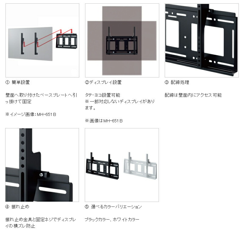 SALE／77%OFF】 ハヤミ工産 MHシリーズ 壁掛金具 角度固定タイプ ブラック 〜85v型 MH-851B fucoa.cl