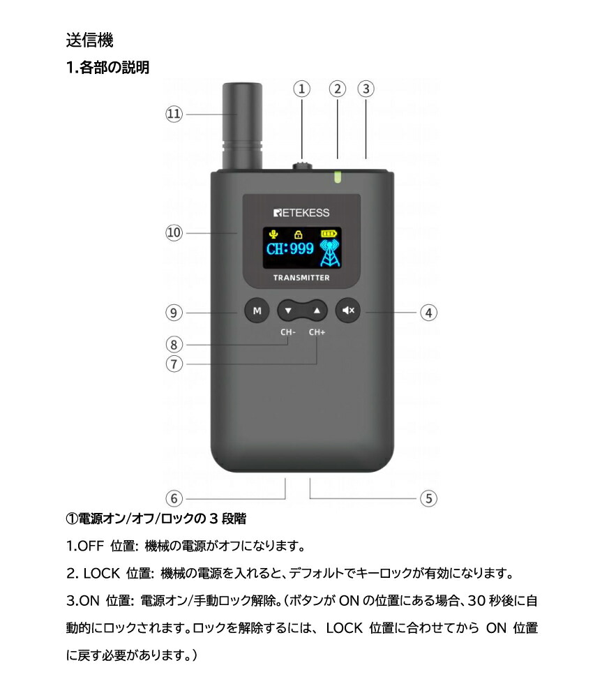 Retekess ツアーガイドシステム TT125 (一方向送信機×1台&受信 Retekess ツアーガイドシステム TT125 (一方向送信機×1台&受信
