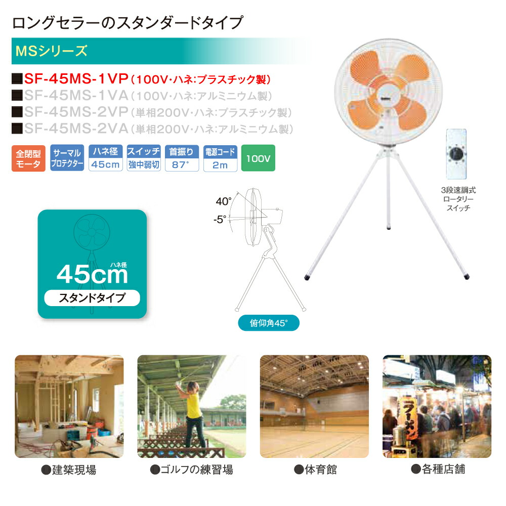 車上渡し】スイデン SF-45MS-1VP 工場扇 スタンダードタイプ(ハネ