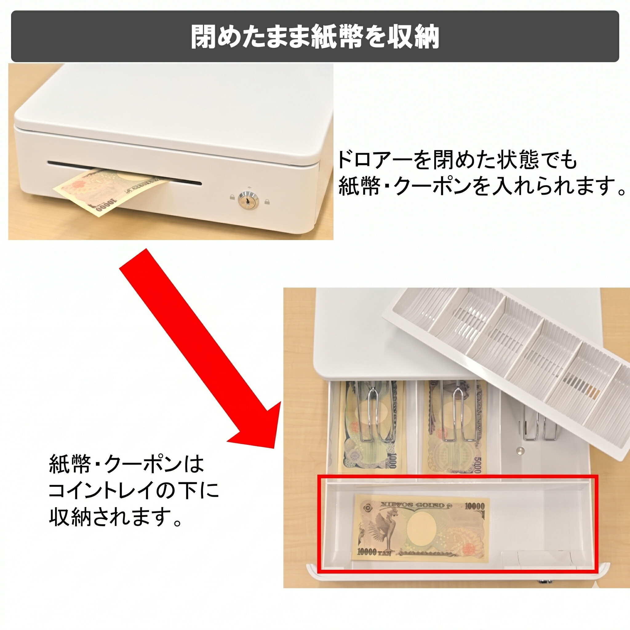 NASCO ナスコー 小型 手動開閉キャッシュドロアー (6硬貨＋3紙幣) TC