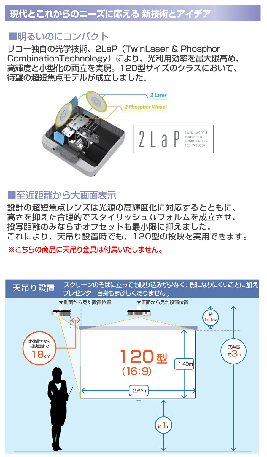 リコー（RICOH） RICOH PJ レーザー光源 DLPプロジェクター UHL3660