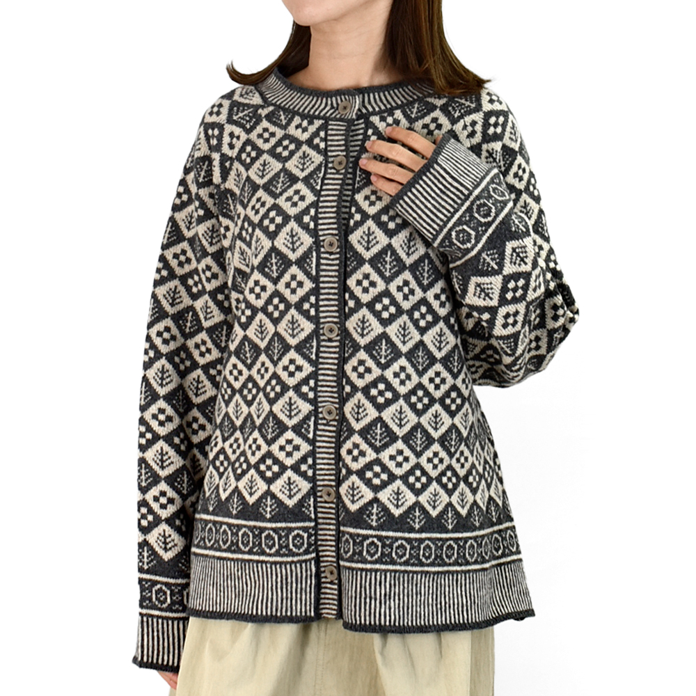 Bliss bunch（ブリスバンチ） カーディガン ジャガード クルーネック