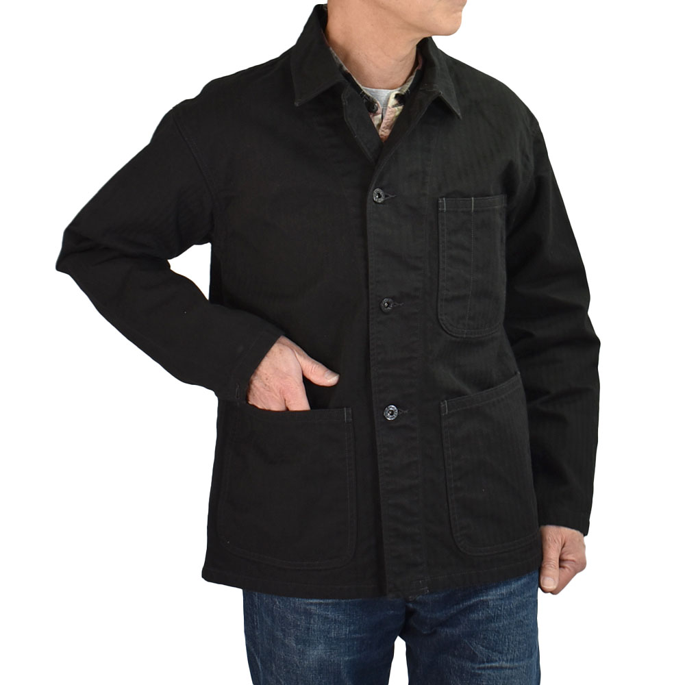 COLIMBO ブラックカバーオール 40 コリンボ COLIMBO ジャケット NAVAL WORK JKT. N-3 TYPE HERRINGBONE