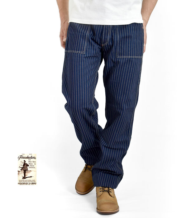 フリーホイーラーズ FREEWHEELERS パンツ ウォバッシュワークパンツ -LONGSHOREMAN- OVERALLS 1900〜1920s  STYLE WORK CLOTHING ロングショアマン 2412001