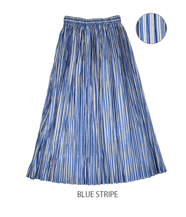 レディース ロングスカート ル グラジック (LE GLAZIK) ELASTIC PLEATS SKIRT プリーツ ストライプ LG-F0013CEC