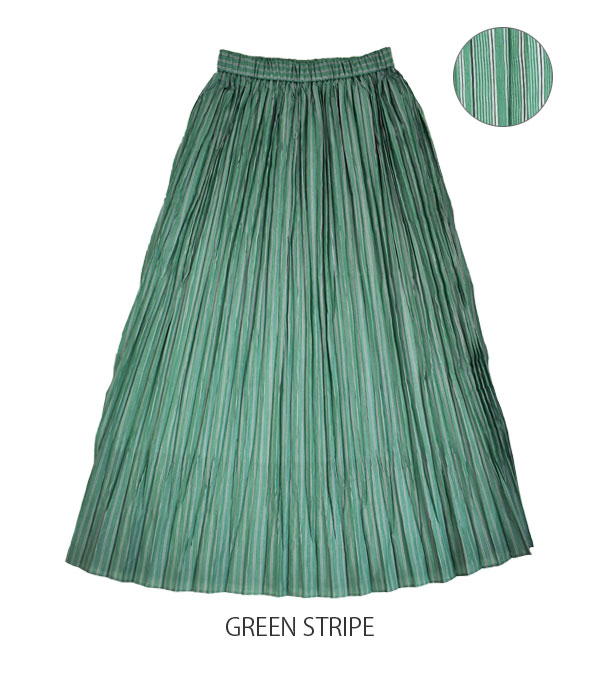 レディース ロングスカート ル グラジック (LE GLAZIK) ELASTIC PLEATS SKIRT プリーツ ストライプ LG-F0013CEC