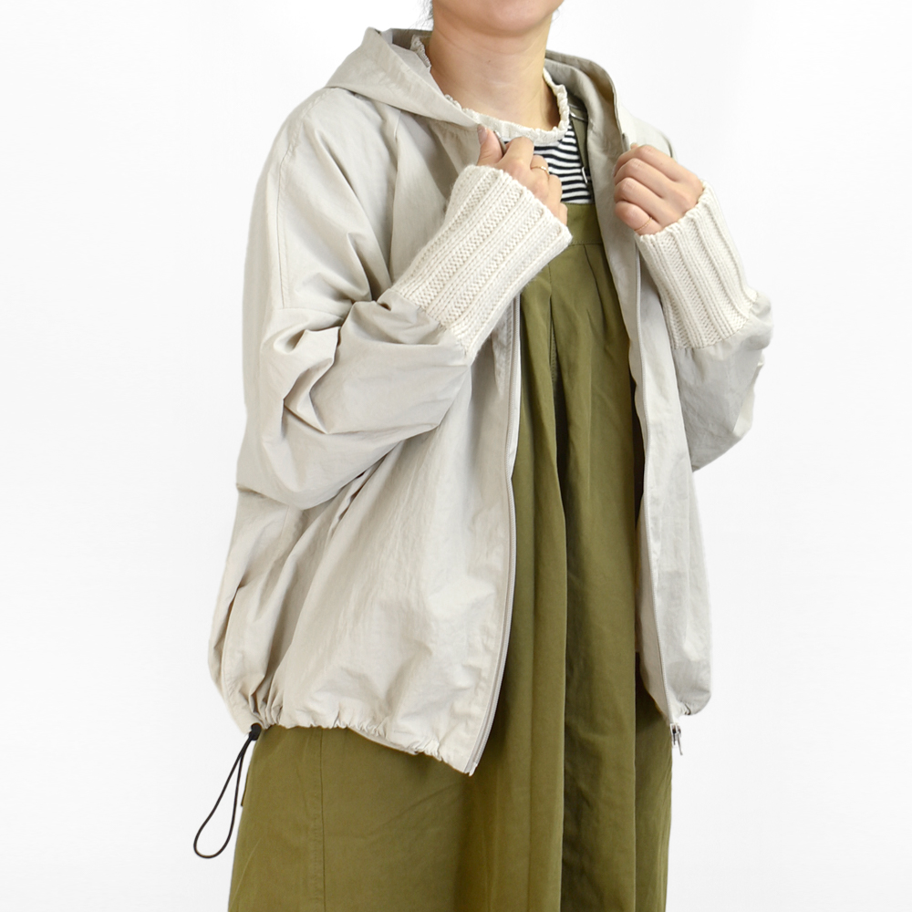 mao made（マオメイド） ジャケット ざっくりリブがポイント フード