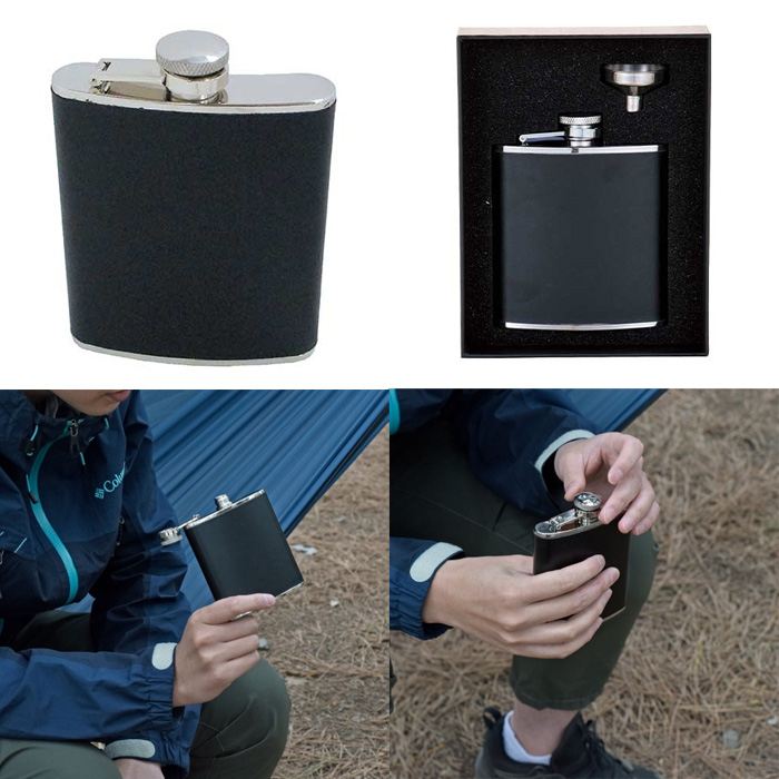 ハイマウント HIGHMOUNT レザーフラスコ ブラック 6オンス 約180ml 77627