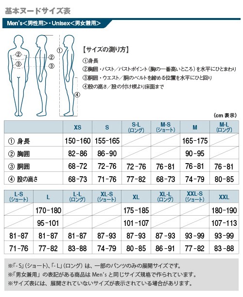 モンベル サイズ表
