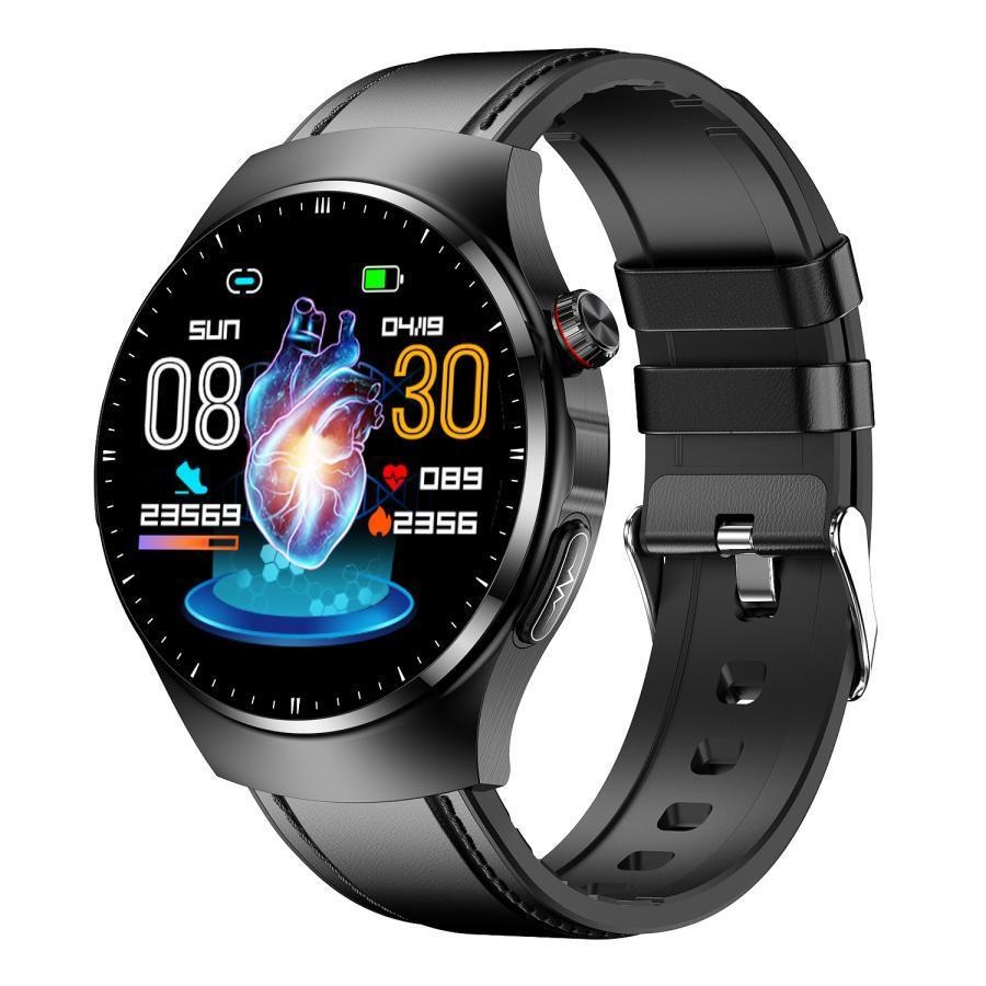 スマートウォッチ 通話機能 丸型 心電図PPG+ECG 日本製センサー