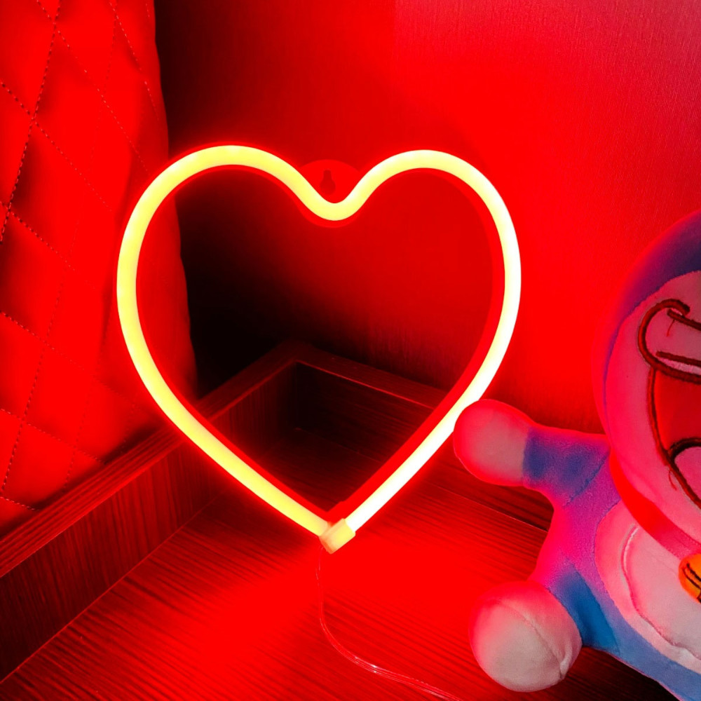 TRS ハート型ネオンライト LED 20×21cm USB 電池 ピンク/ブルー/レッド