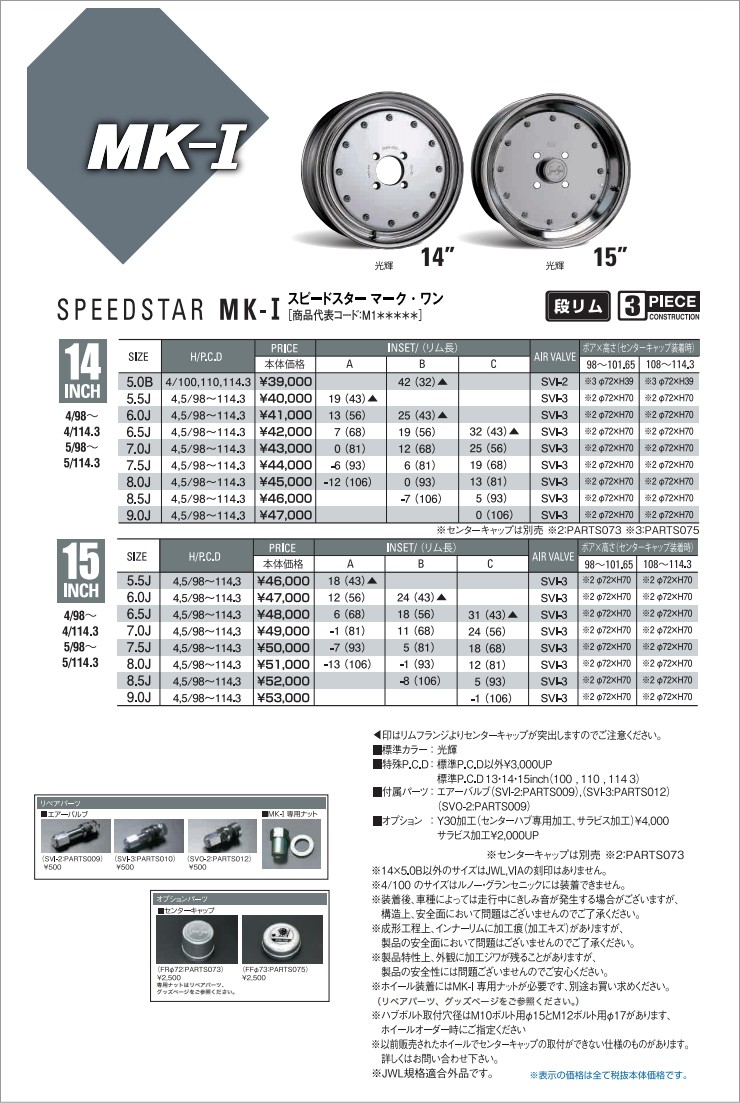 セール＆特集＞SSR SPEED STAR スピードスター MK-I マーク１ 9.0J-15