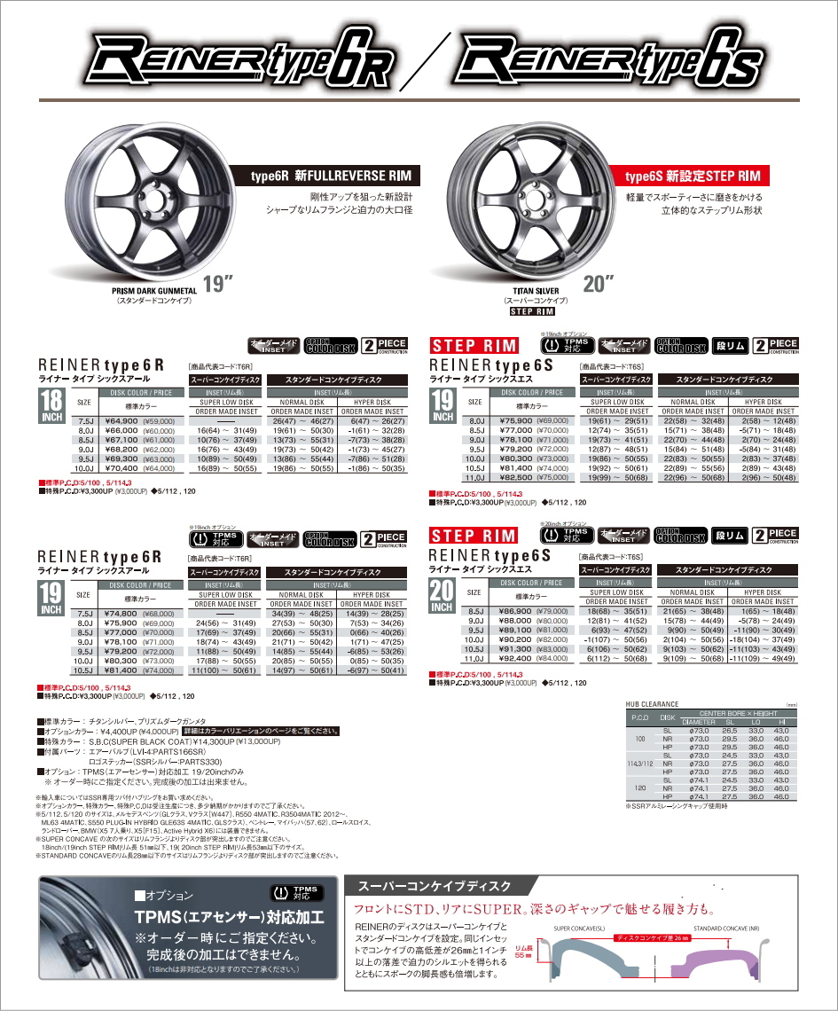 100%新品人気SSR ホイール ライナー type6S 20インチ×9.5J STEPリム REINER 20x9.5J 5穴