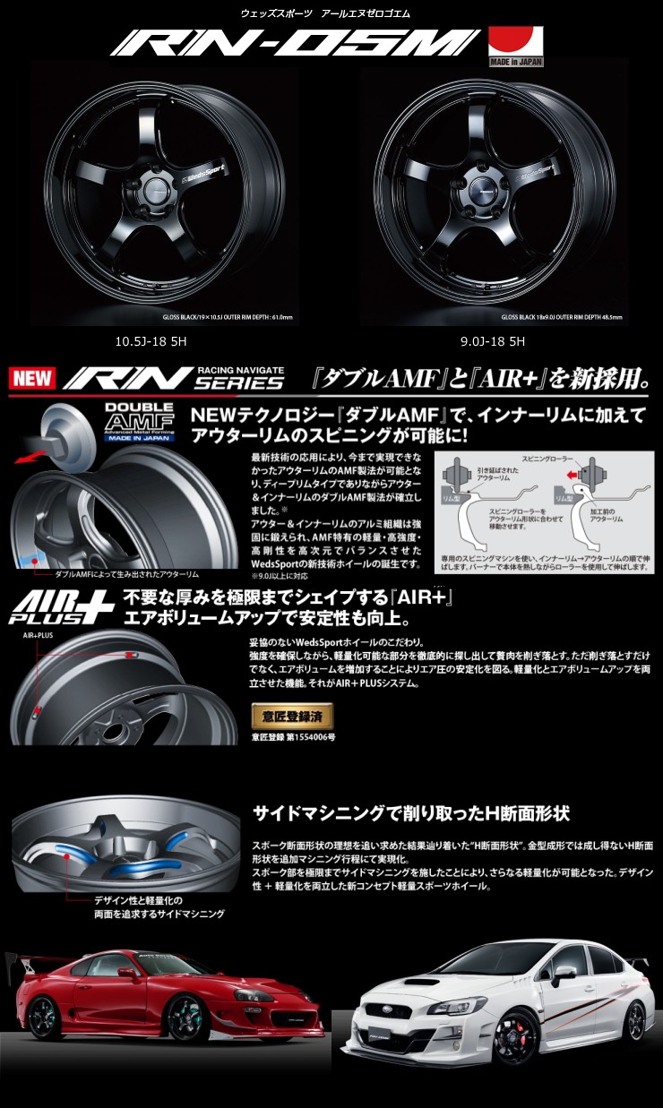 WedsSport RN-05M 8.0J-18インチ (45) 5H/PCD112 グロスブラック