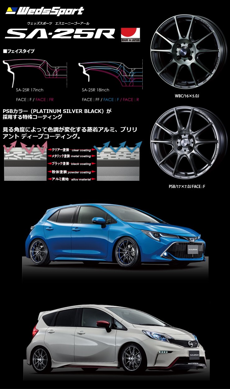 WedsSport SAR 8.5Jインチ  5H/PCD.3 RLC ホイール4本