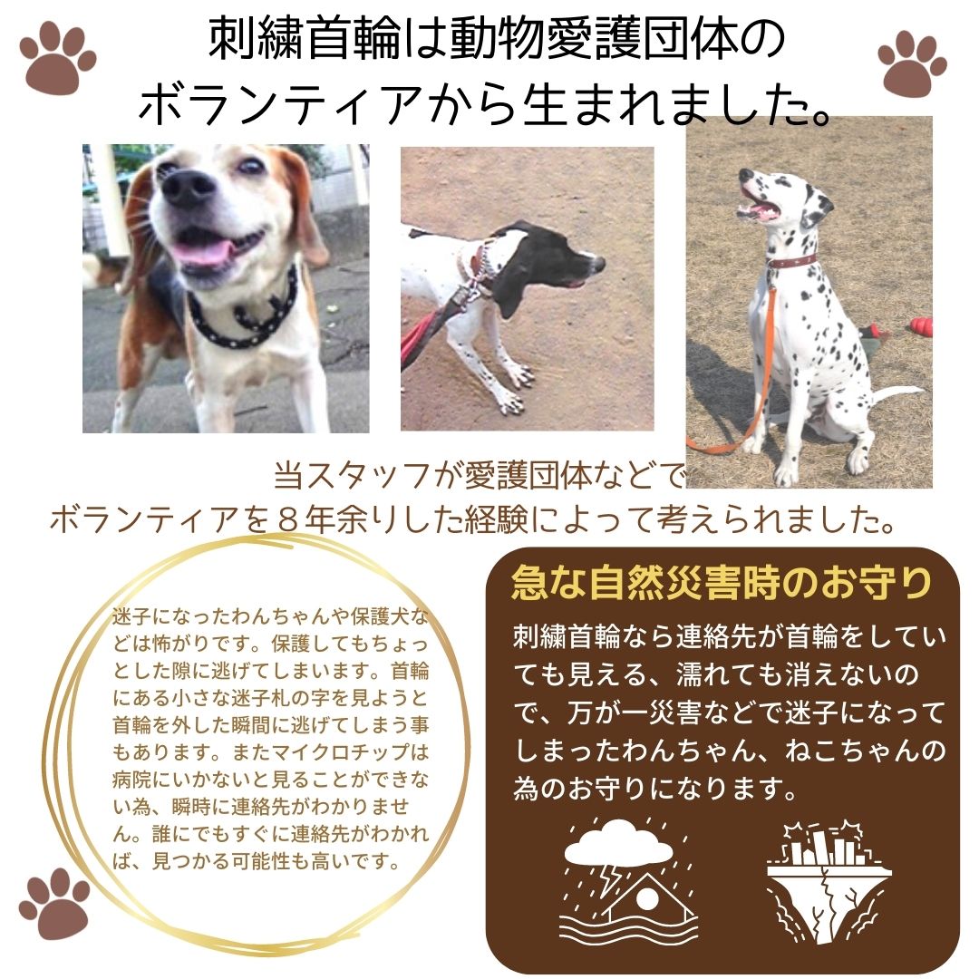 迷子札 犬 超軽量 刺繍首輪 Ｓサイズ 日本製 犬用迷子札 名前入れ 名 
