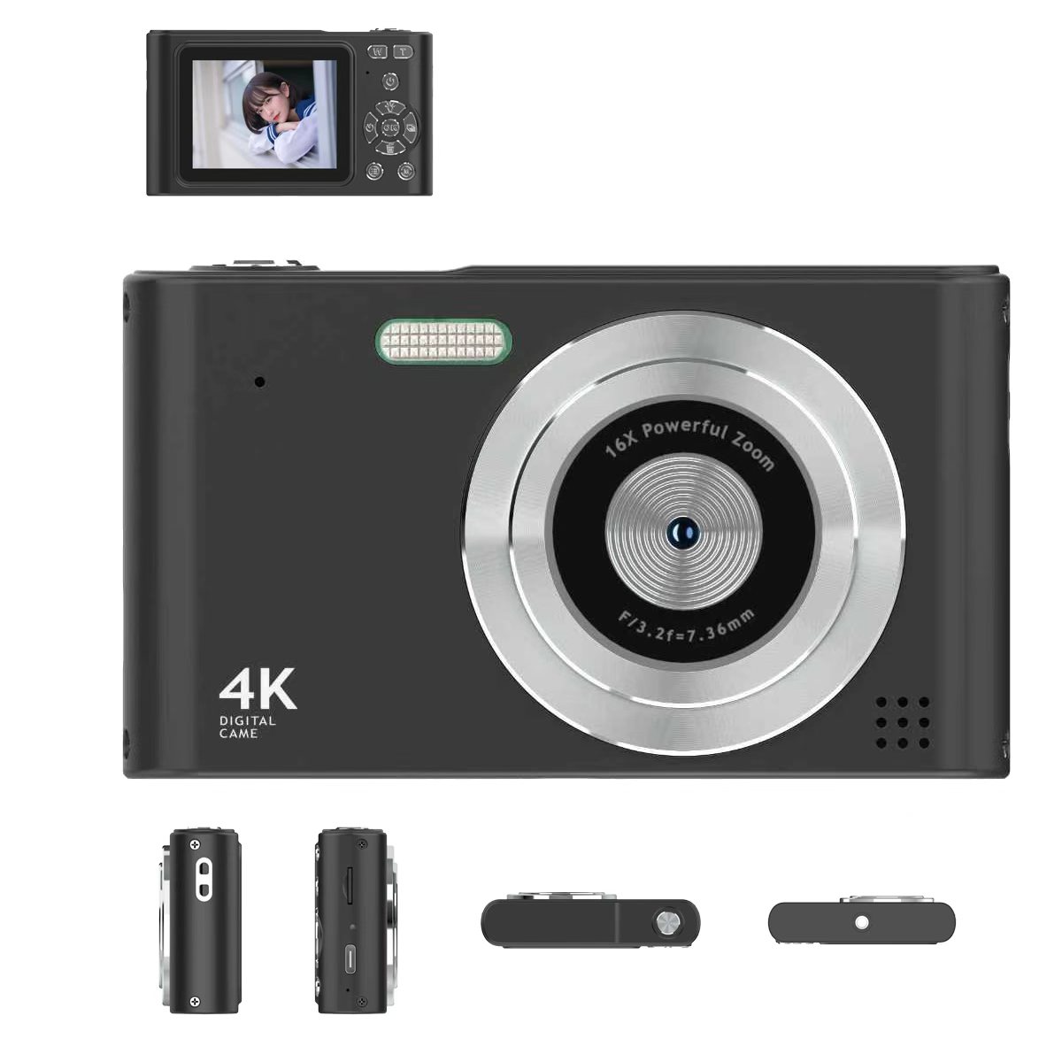 デジカメ 4K デジタルカメラ 4400万画素 フルHD  子ども 修学旅行 黒 Amazon | デジカメ ハイビジョン4Kの児童用カメラ コンデジ - 4400万