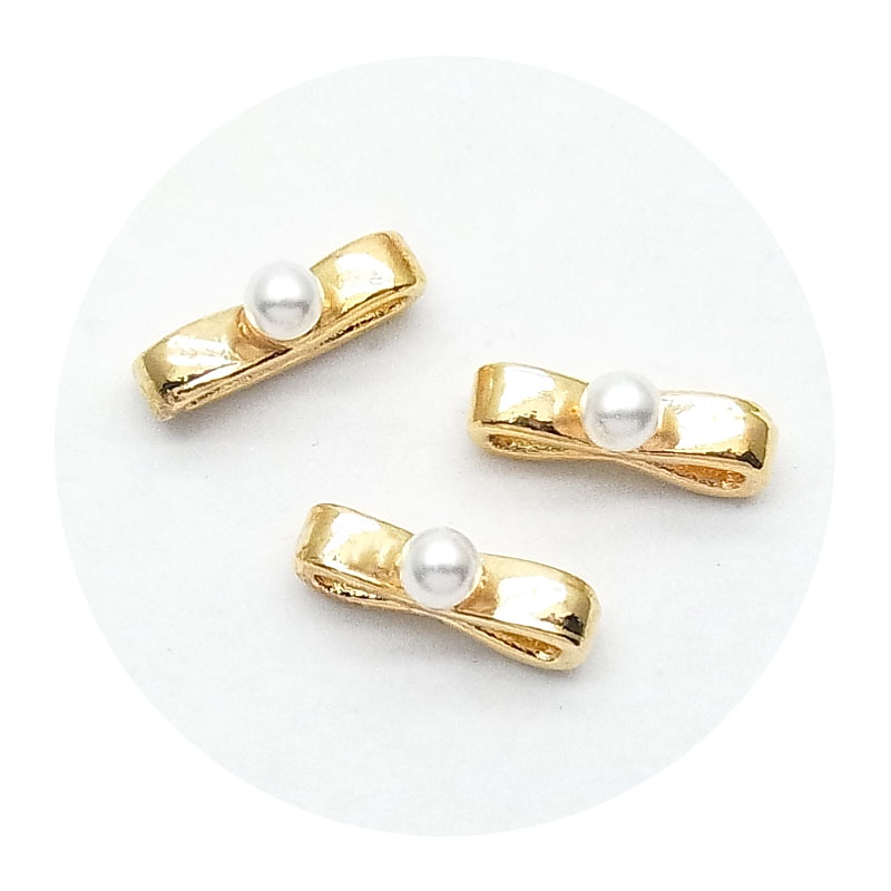 ネイル メタル パーツ パール リボン 3個入り 98 : ココロネイル