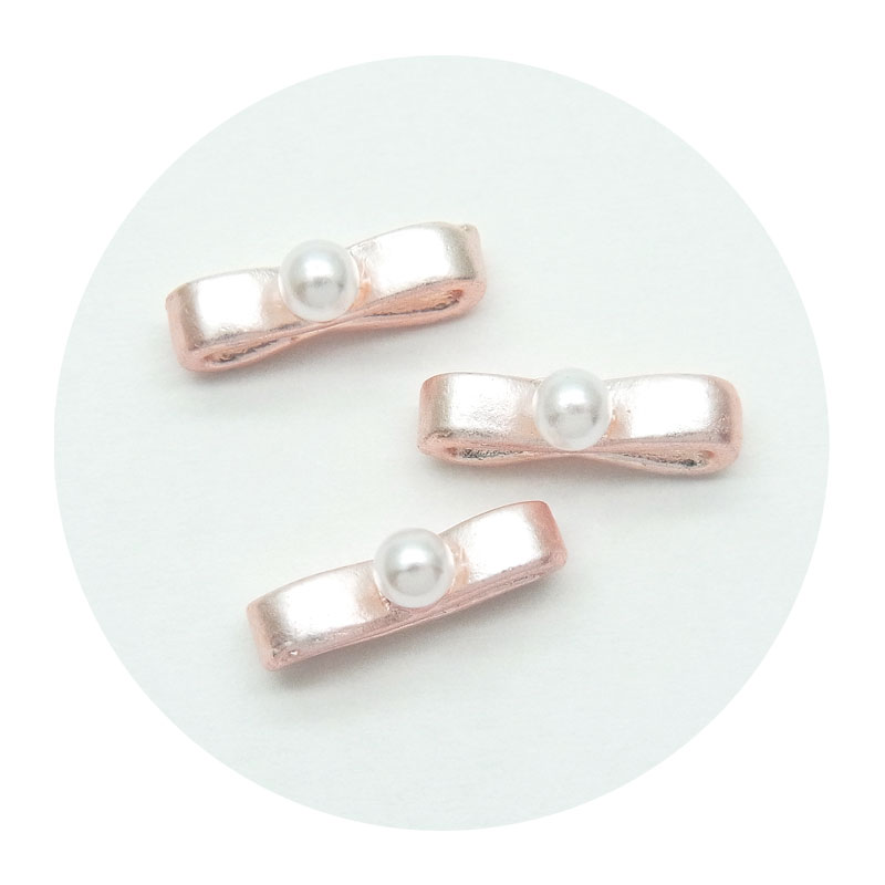 ネイル メタル パーツ パール リボン 3個入り 98 : ココロネイル