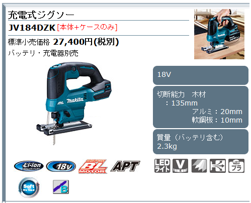 即納！最大半額！ makita 充電式ジグソー JV182DZK 18V p4.org 充電式