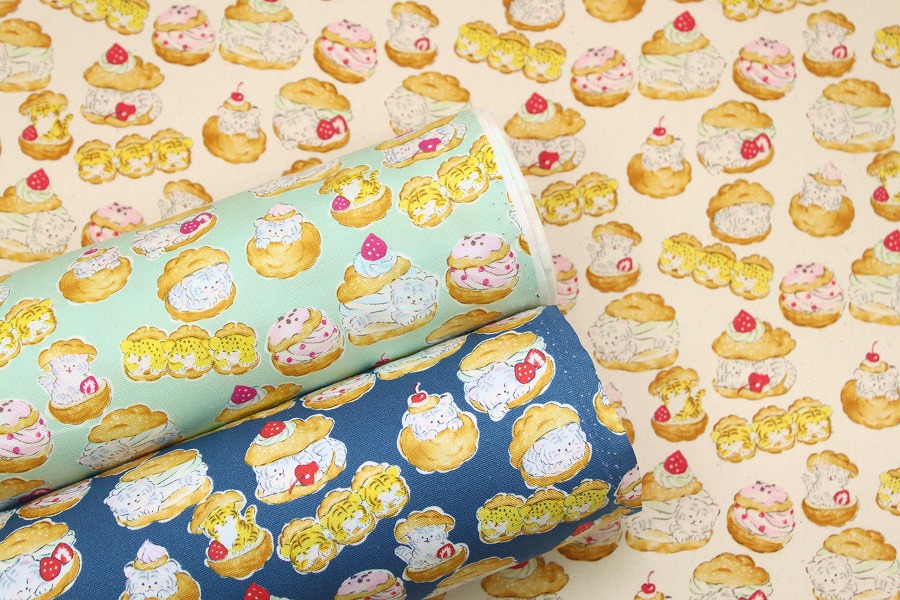 生地 布 ほぼ猫 シュークリーム とら ねこ タイガー Delicious Animals