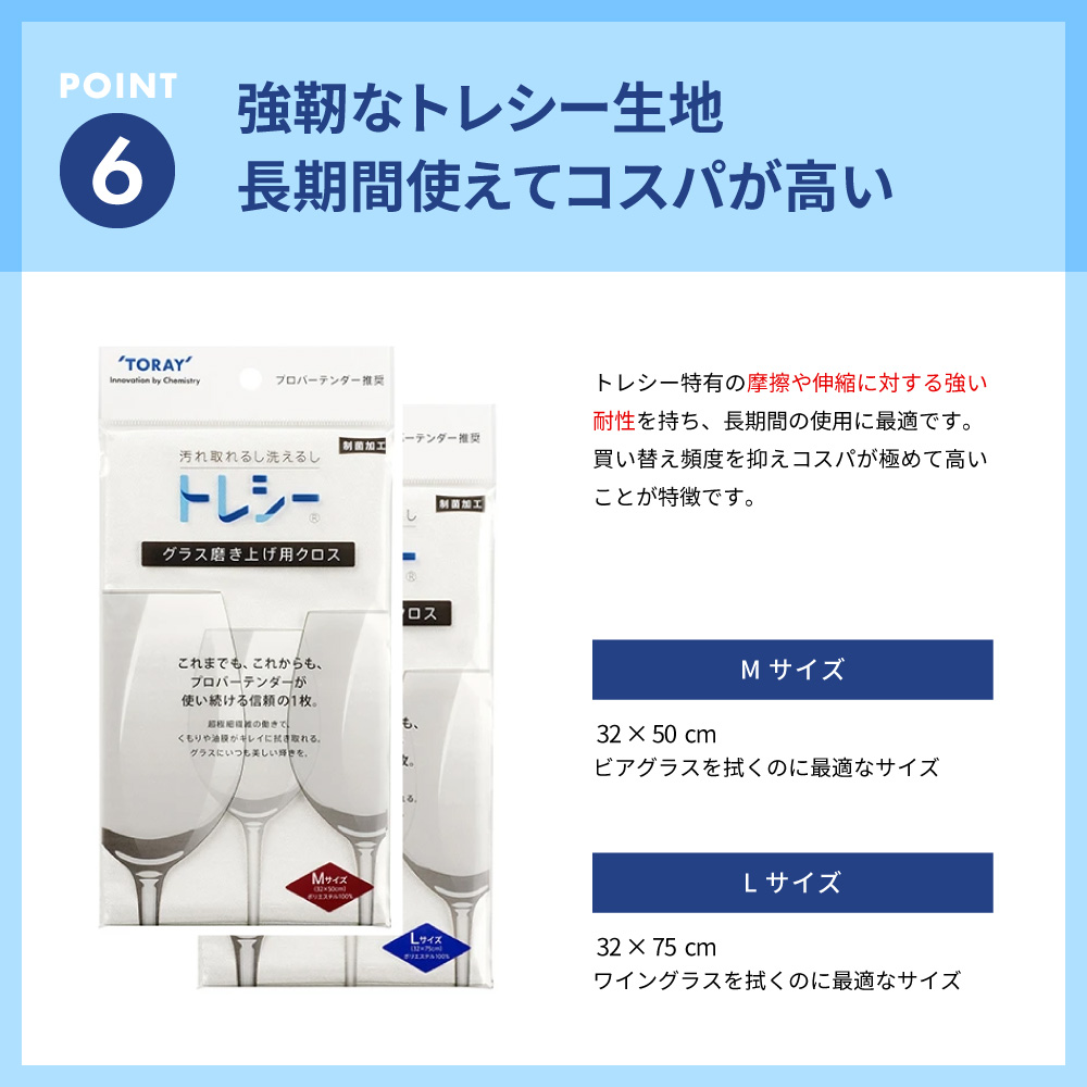 TORAY（東レ） 送料無料 グラス拭き Mサイズ 32cm×50cm トレシー 玄人