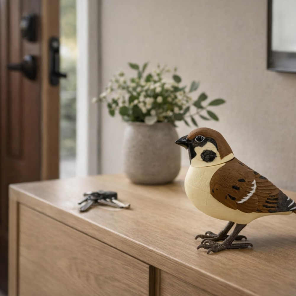 日本の野鳥 music bird スズメ 人感センサー 電動 首振り さえずり