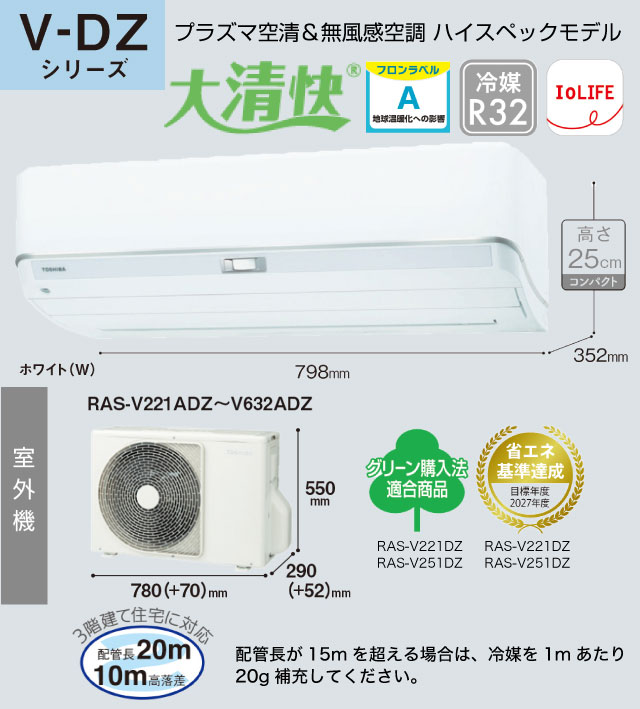 TOSHIBA（東芝） 工事費込みセット 大清快 V-DZシリーズ ルーム