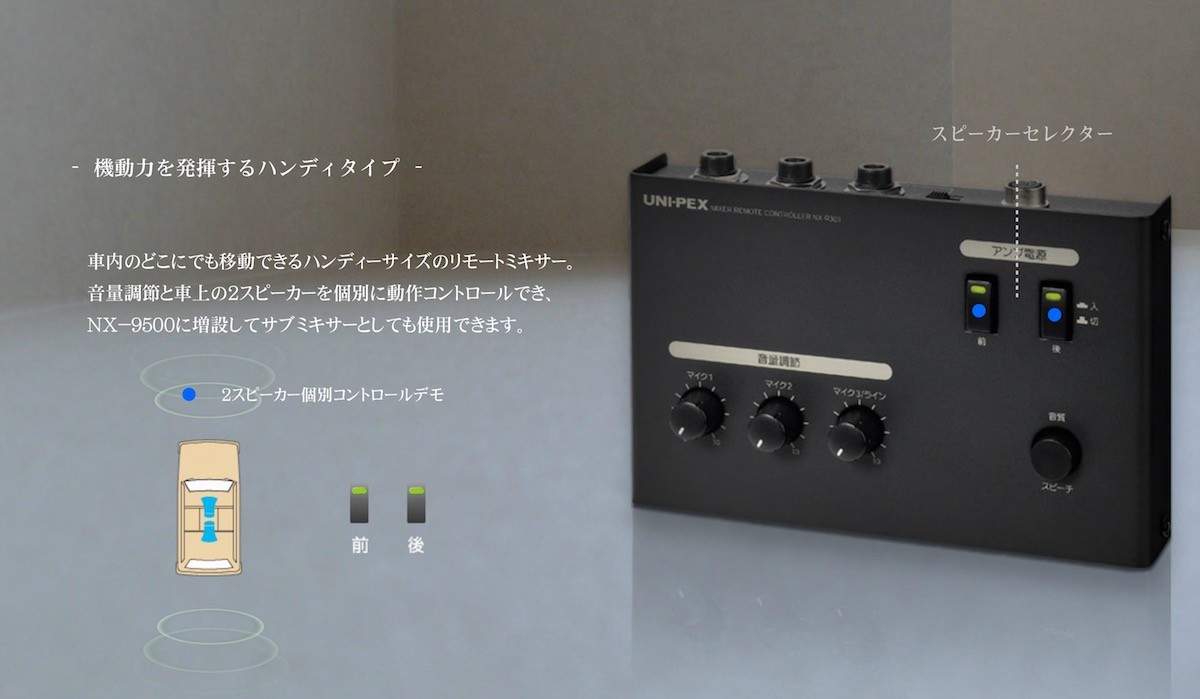 車載用アンプ UNI-PEX ユニペックス リモートミキサー 12V/24V NX-R303
