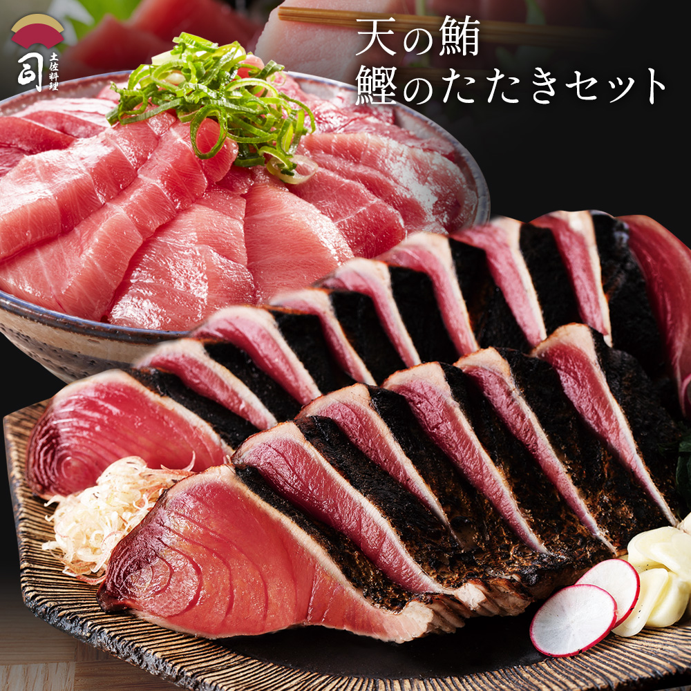 Yahoo! Yahoo!ショッピング(ヤフー ショッピング)天の鮪・鰹のたたきセット ギフト ぽん酢付き　鰹のたたき かつお まぐろ 本鮪 マグロ 土佐 高知 かつおのたたき お祝い 冷凍 150094