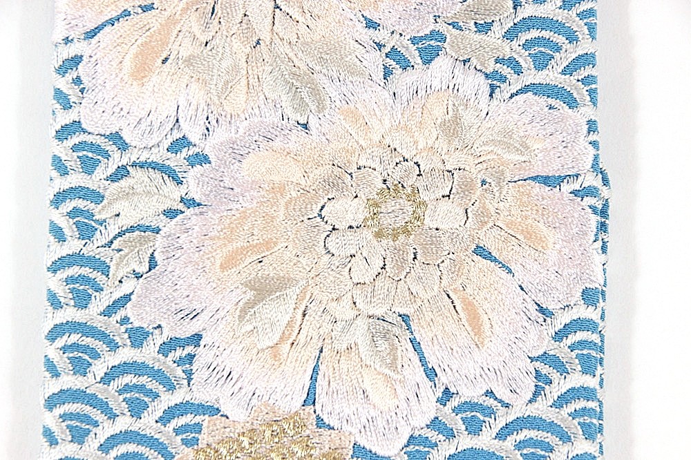 抱え帯 かかえ帯 刺繍 IKKO 結婚式 成人式 振袖 水色 白 ピンク