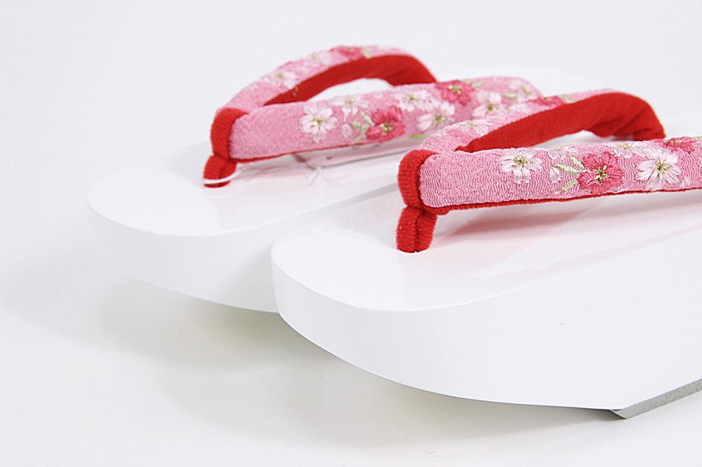 子供用ぽっくり・こっぽり 21cm 七才用 刺繍鼻緒 刺しゅう 女児 七五三