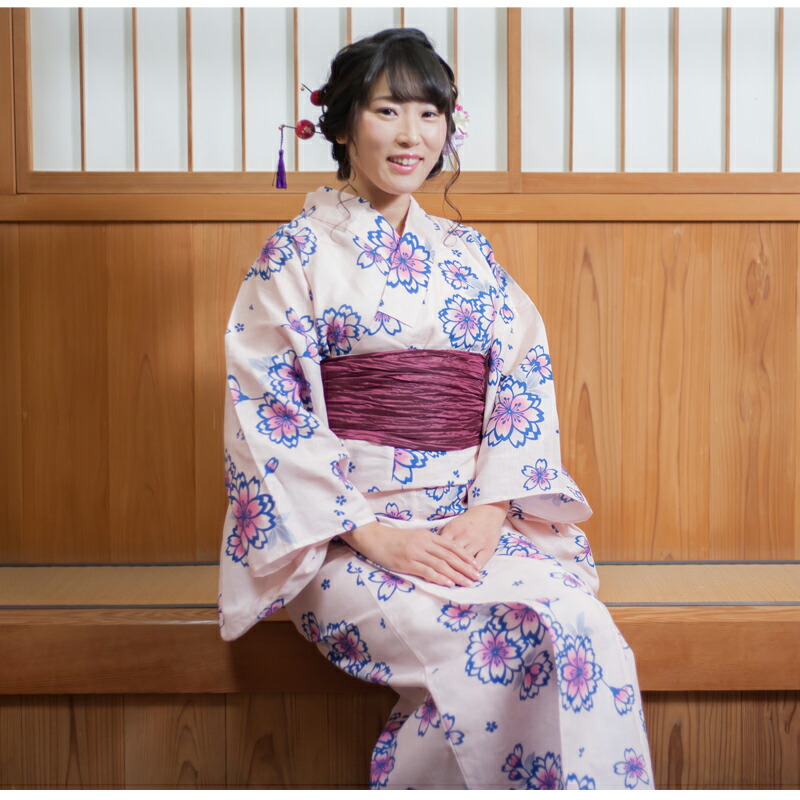 浴衣 レディース 綿麻 麻混 レトロ モダン 大人 仕立て上り品