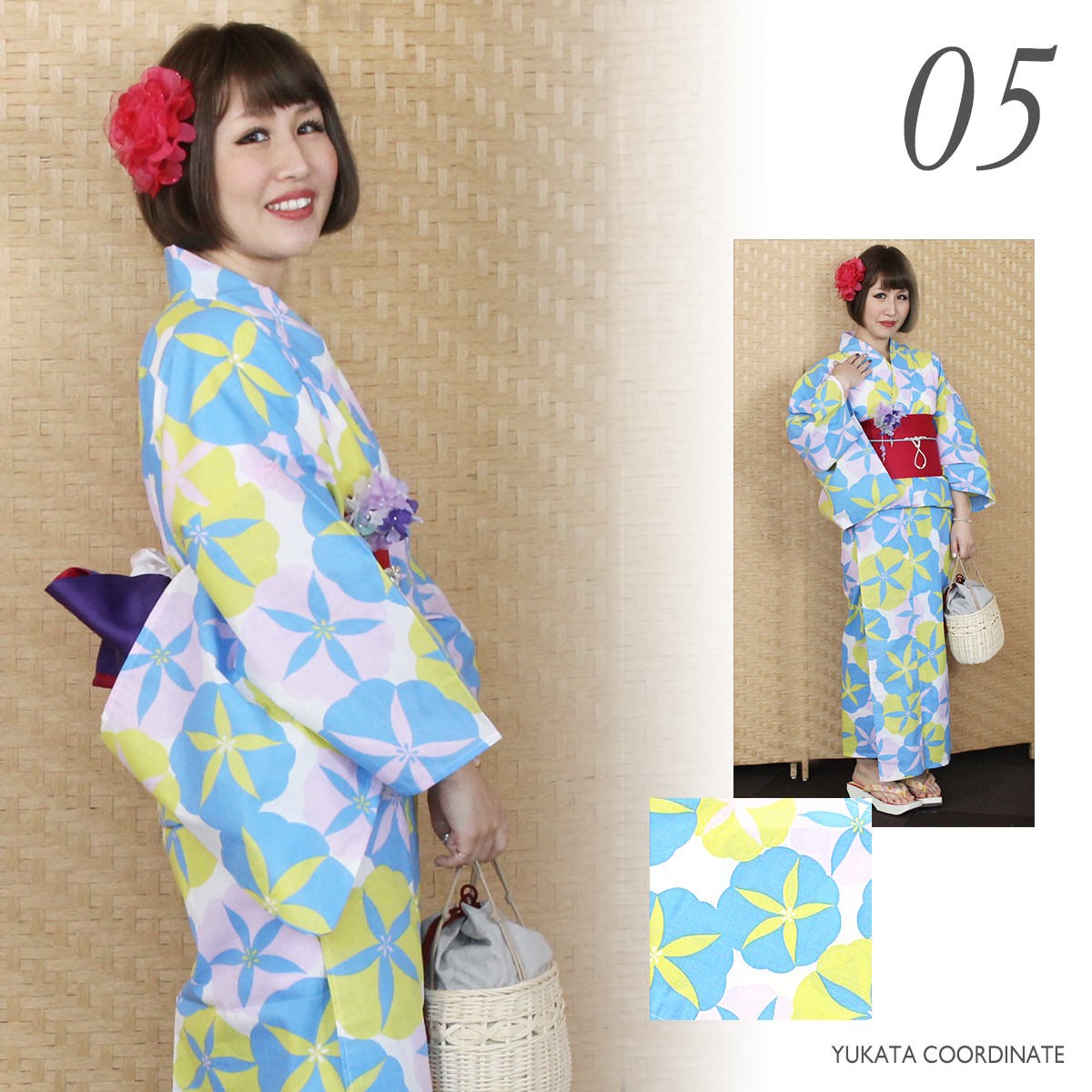 新品 浴衣 ゆったりサイズ 2514 レディース ゆかた 女物 白 カラフル レディース浴衣 2023 単品 8柄 S/Fサイズ ゆかた 椿 撫子 白 紺
