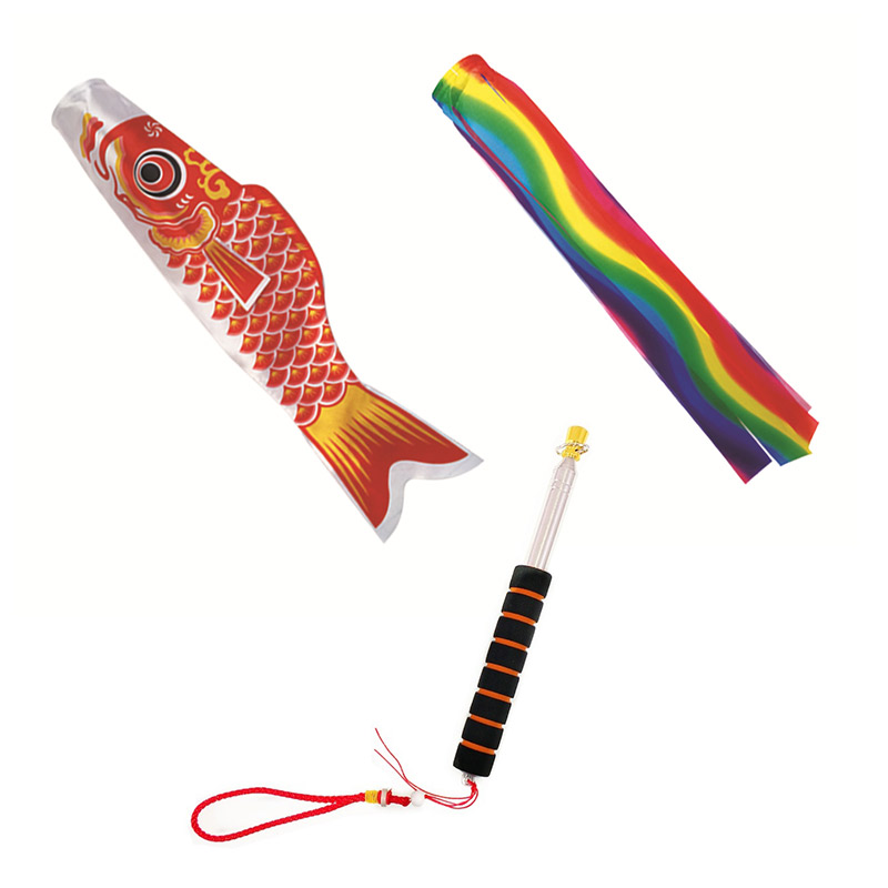 鯉のぼり 3セット鯉1匹1.2m+五色吹流し1.0m+2m伸縮ポール こいのぼり