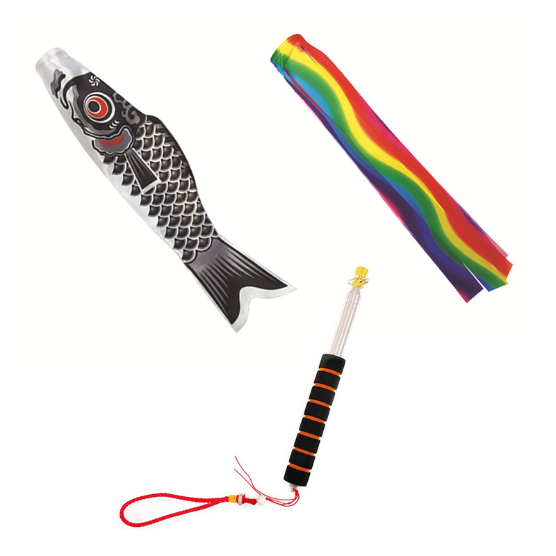 鯉のぼり 3セット鯉1匹1.2m+五色吹流し1.0m+2m伸縮ポール こいのぼり