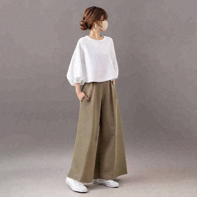 セットアップ レディース 夏 上下セット ワイドパンツ リネン ブラウス