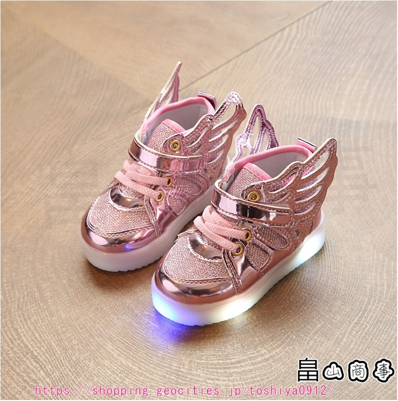 スニーカー キッズ ジュニア 小学生 園児 男の子 女の子 Led 翼付 レビューで送料無料 子供靴 光る靴 ひかる キッズシューズ