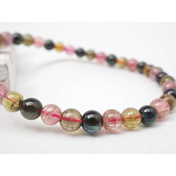 ミックスカラー トルマリン ブレスレット 5mm 一点物 111-1286
