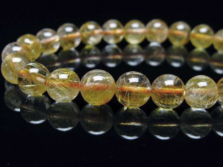 最終価格タイチンルチルクォーツブレスレット約12mm玉内周約16.5cm 高品質+】タイチンルチルクォーツ 12mm～12.5mm玉 ブレスレット(型番