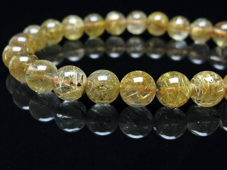 美品✨ジュエリーSHOPで購入 タイチンルチルクォーツブレス約7.0㎜ タイチンルチルクォーツ ブレスレット 7mm ルチルクォーツ ブレス 一点