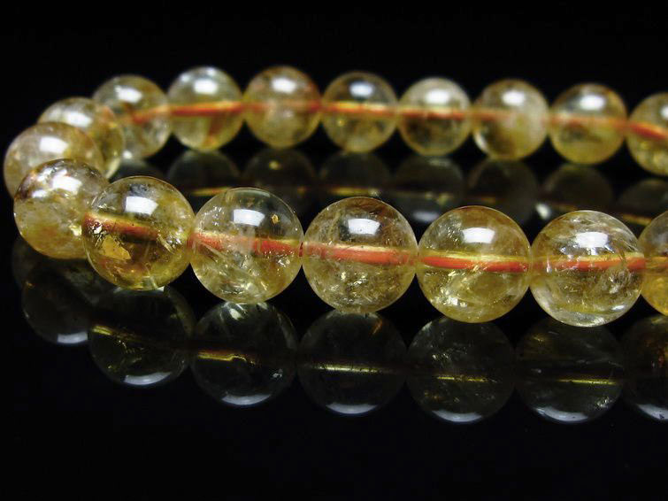 シトリンクォーツ ブレスレット 虹入り 9mm シトリン ブレス 一点物