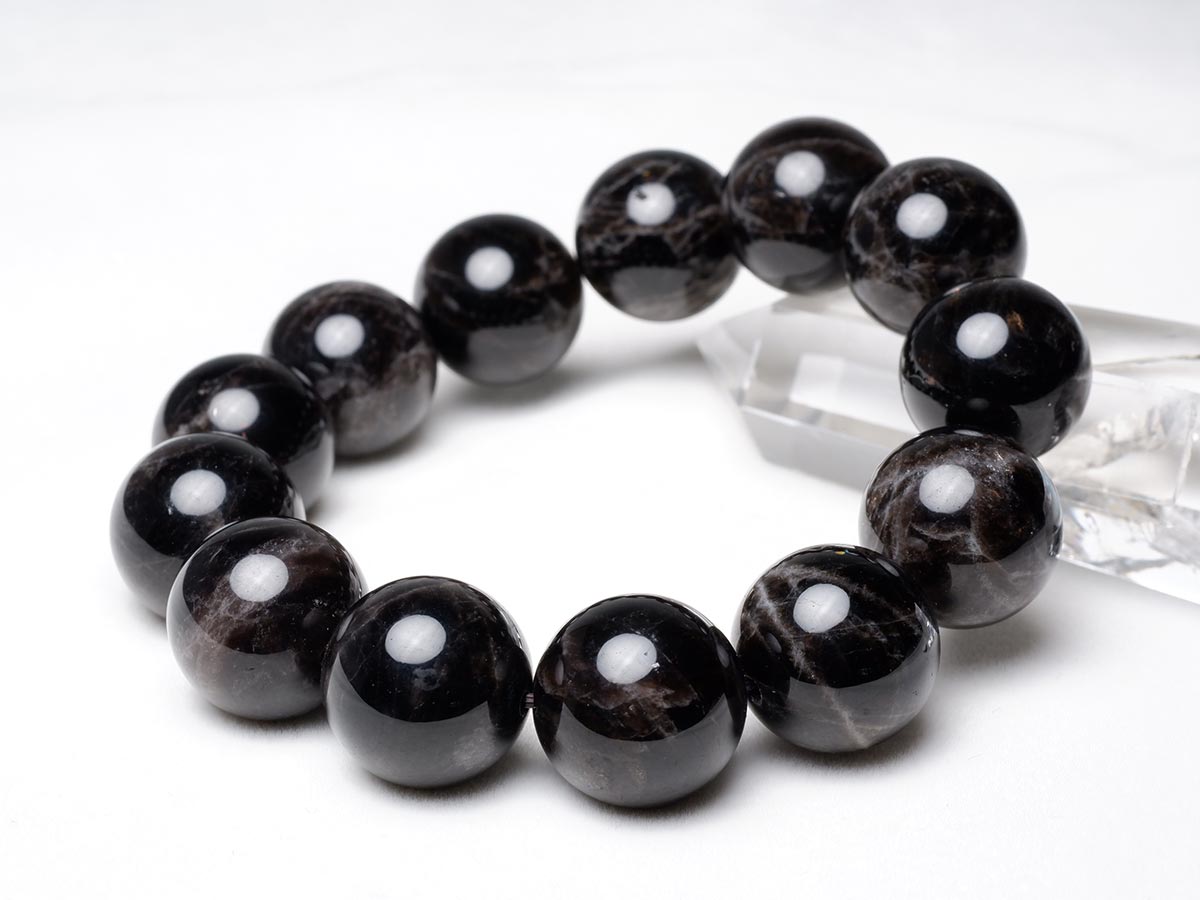 モリオン 黒水晶 ブレスレット 18mm 一点物 メール便送料無料 111