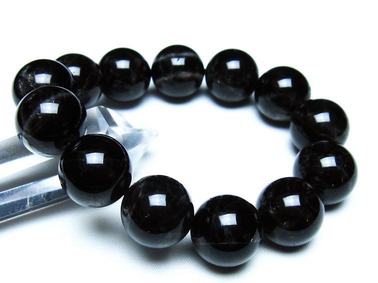 【高級】黒水晶 ブレスレット 18mm モリオン 黒水晶 ブレスレット 18mm 一点物 メール便送料無料 111