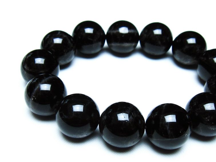 【高級】黒水晶 ブレスレット 18mm モリオン 黒水晶 ブレスレット 18mm 一点物 メール便送料無料 111