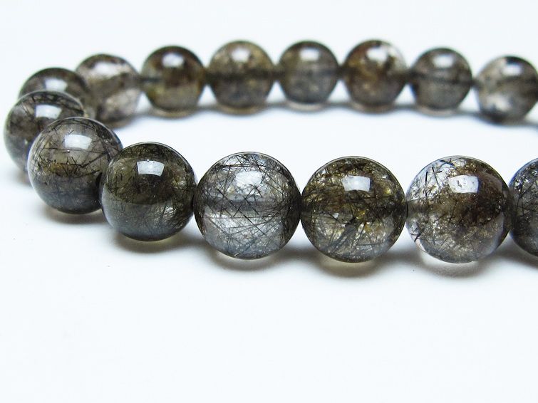 ブラックルチルクォーツ ブレスレット 10mm ブラックトルマリン トル