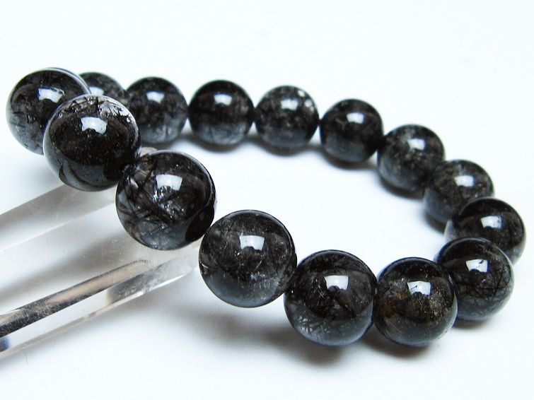 ブラックルチルクォーツ ブレスレット 13mm ブラックトルマリン トル