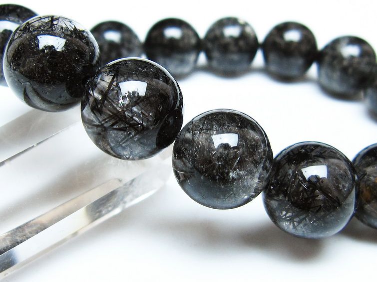 ブラックルチルクォーツ ブレスレット 13mm ブラックトルマリン トル