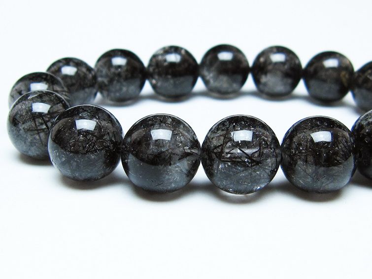 ブラックルチルクォーツ ブレスレット 13mm ブラックトルマリン トル