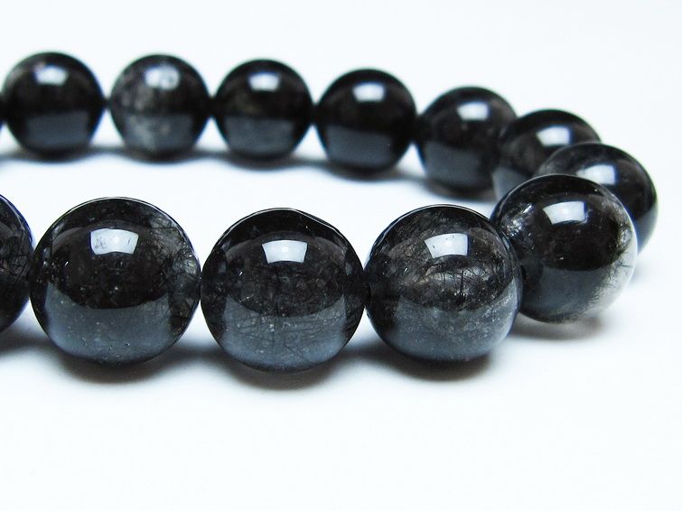 ブラックルチルクォーツ ブレスレット 13mm ブラックトルマリン トル